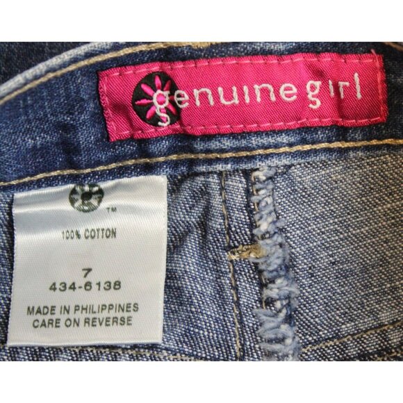 NEW Y2K Oshkosh Denim Jeans Girls sz 7 Floral Flared Embroidered Straight Leg - Picture 7 of 7